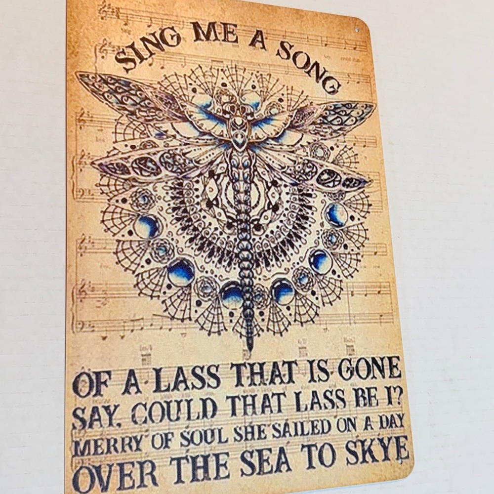 Sing Me A Song Dragonfly Metal Wall Sign Vintage Style Music Sheet Decor 8x12